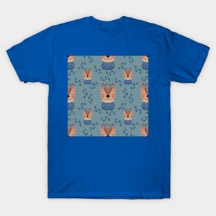 Reindeer Wreath Christmas Pattern T-Shirt